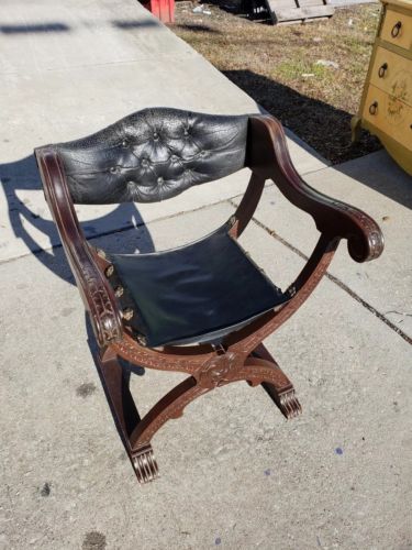 18th Century Italian Renaissance Savonarola Style Arm Chairs Size:31x23