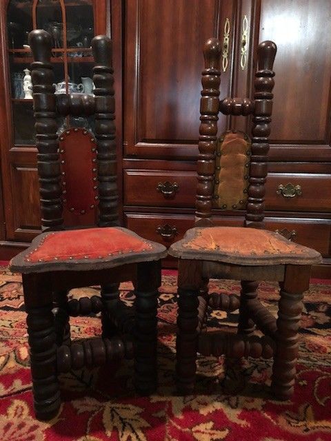 Set of Two Antique Jacobean Praying Chairs