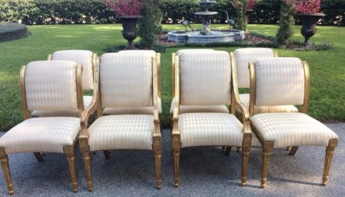 Set of 8 Thomas W Morgan Italian Empire Dining Chairs 22k Gold Gilt Over 60k New