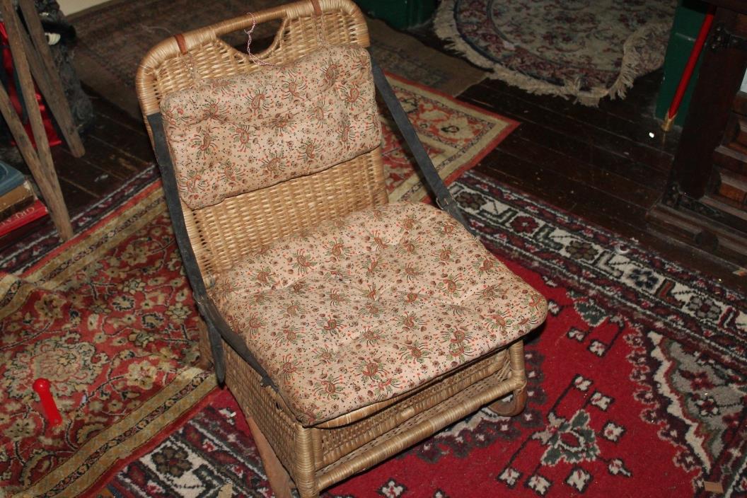 Antique Wicker Rattan Canoe Seats Chairs Adirondack With Cushions (1 of 2)