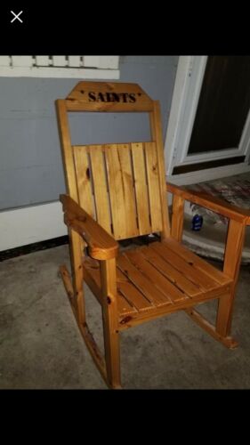 Handmade SAINTS logo Wood Rocking Chair