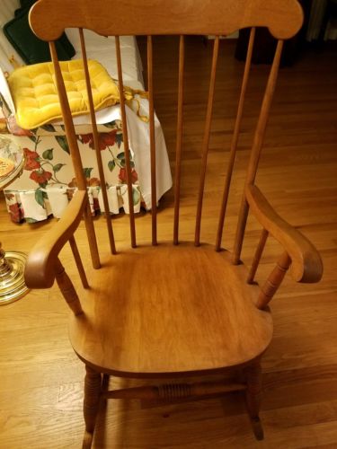 Antique solid wood adult rocking chair, Vintage wood rocking chair, wood rocker