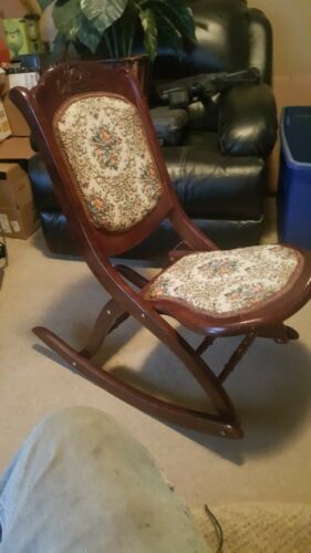 Wooden Folding Antique Victorian Rocking Chair Sewing, Nursing, Adult/child