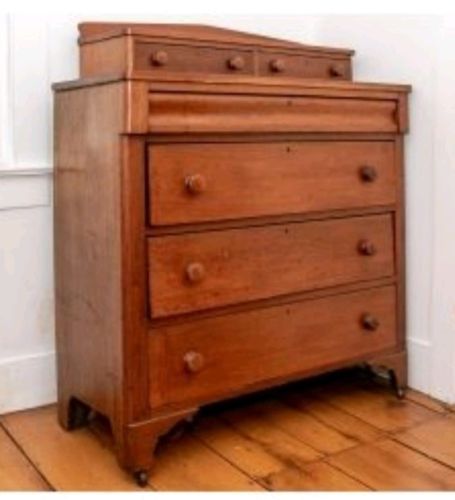 Antique American Empire Federal Dresser 19th Century Chest of Drawers.  2 over 4