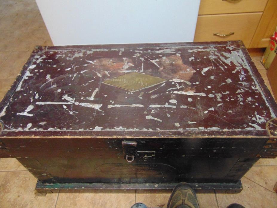 vintage/antique  wooden  trunk-chest   nice  # 5533