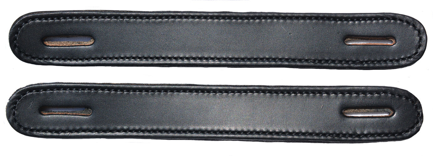 Lot of 2 Black Leather double and stitched Steamer trunk handles #100BLK