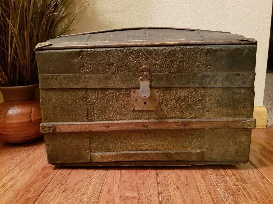 Rare find:  Mini Antique Vintage Camelback Steamer Trunk
