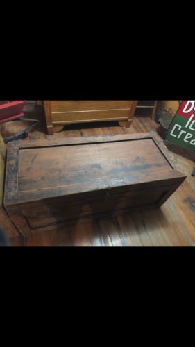 Large Antique Wooden Trunk. Dimensions 20 H And 51 Inches Long