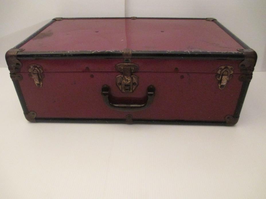 Vintage Metal Suitcase Bakelite Handle Antique Trunk Steampunk Decor