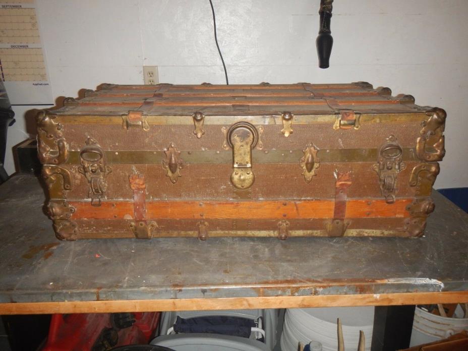 Vintage early 1900's Wood and Metal Travel Steam Trunk