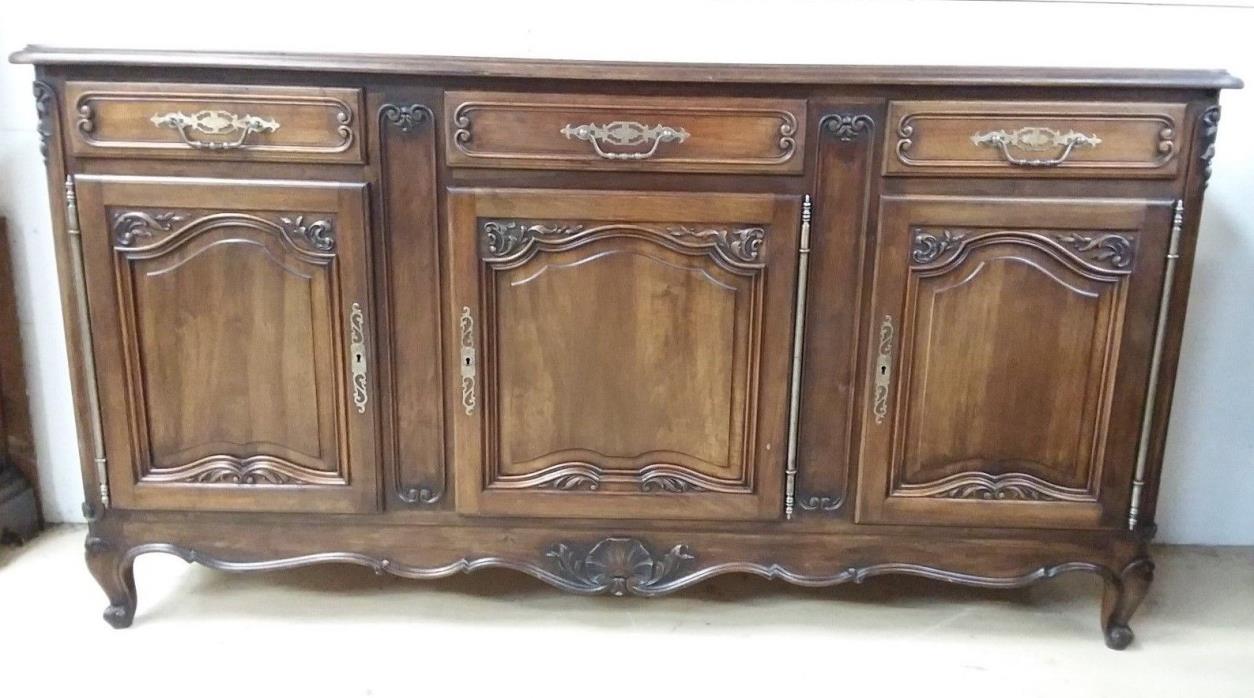 Antique Walnut French Louis XV style sideboard credenza enfilade provincial