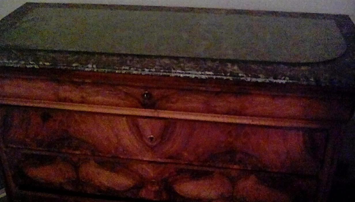 Antique marble top case of drawers walnut dresser made in 1800 and appraised.