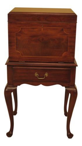 45942EC: HENKEL HARRIS Queen Anne Mahogany Fall Front Silver Chest