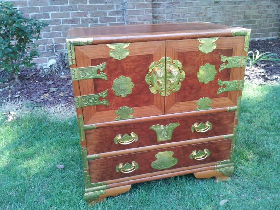 Wonderful Burl Elm Oriental Style Side Chest