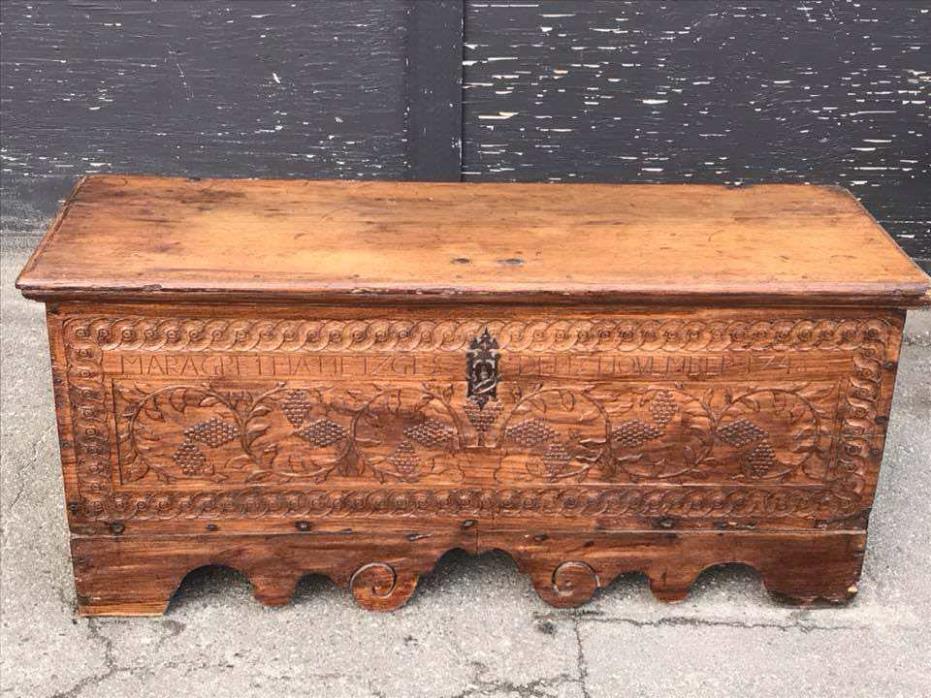 Antique 1746 Hand Carved  Dowry box