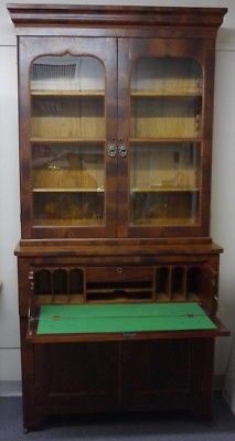 Butler's Desk mahogany Circa 1880's 4 doors (2 glass) pull out drawer