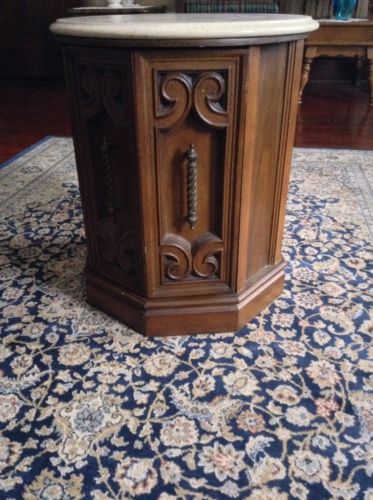 Antique Round Marble Top Cylinder Cabinet Furniture Vintage Rare Unique