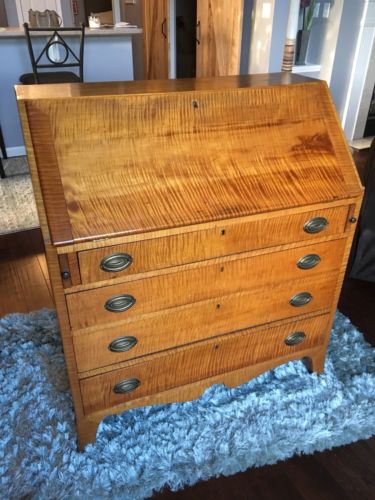 American Tiger Maple slant front desk beautiful early 1800's 38w43h31h10d21d