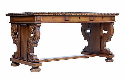 LATE 19TH CENTURY CARVED OAK LIBRARY TABLE