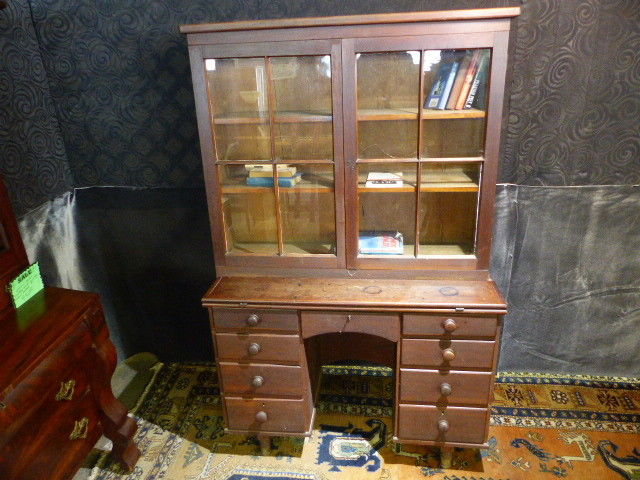 19thc antique cherry secretary bookcase desk made in orwell vt circa 1850