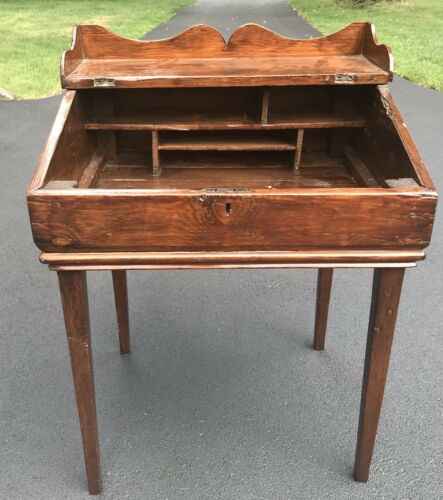 Antique Wooden Clerk’s Desk With Glossy Finish