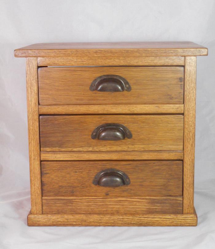 Vintage Oak Hand Made 3-Door Desk Top Bureau 15