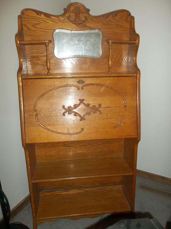 Antique Solid Oak Larkin Secretary Desk & Oak Frame