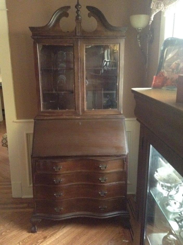 Oxbow Front Ball & Claw Feet Secretary Desk by Maddox w/ Grebe Radio Original