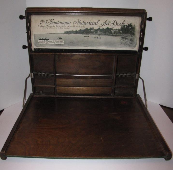 ANTIQUE CHAUTAUQUA INDUSTRIAL ART DESK LEWIS MYERS LEARNING TEACHING SCHOOL