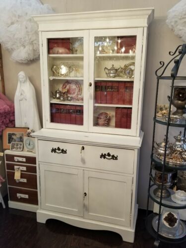 Antique Two Piece Hutch With Shelves And Secretary Drawer From London