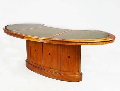 Custom Monumental French Art Deco Oak Executive Boardroom Writing Table CEO Desk