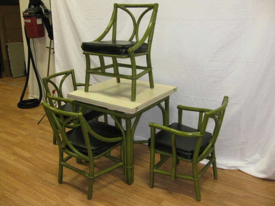 Ficks Reed 1960's Bamboo 5 Piece Dinette Set AVOCADO