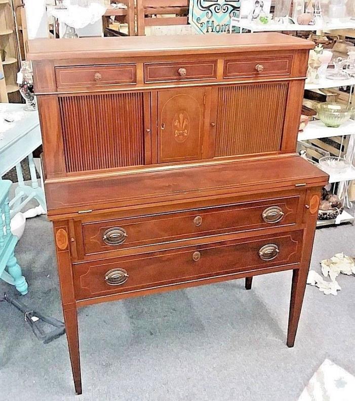 Hepplewhite 18th Century Antique Mahogany Inlaid Secretary