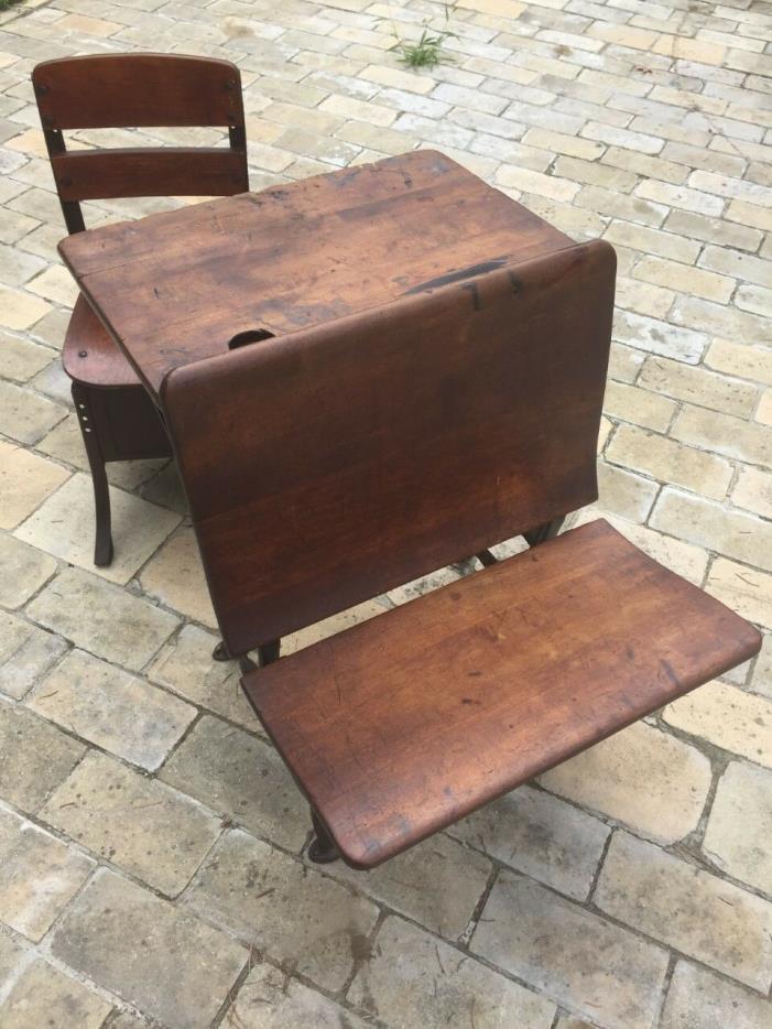 Antique school desk (ASCo 4) & vintage chair