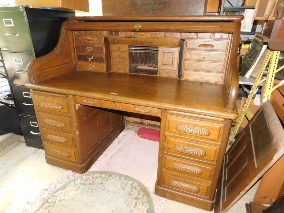 Massive Antique Roll Top Desk