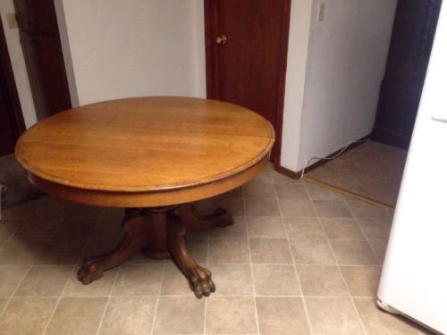 Antique Oak Claw Foot Round Dining Room Table 29