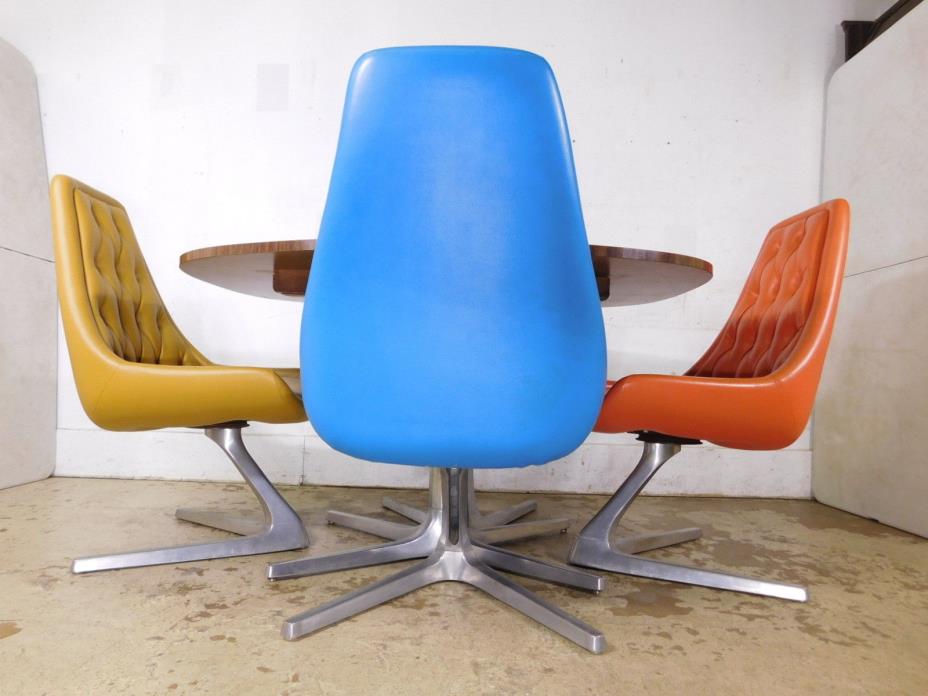 RAD 1960s Star Trek Mid Century Chromcraft Sculpta 4 Chairs & Matching Table Set