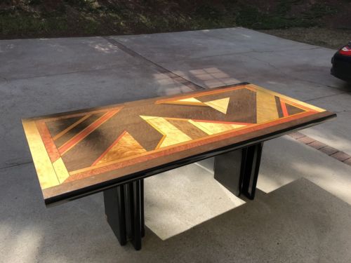 Constantini Pietro Black Lacquer Inlaid Dining Table