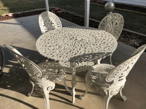 Vintage Wrought Iron Table And 4 Chairs