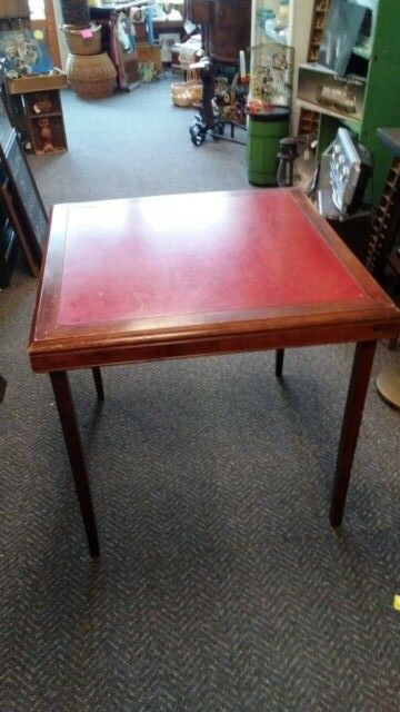 Vintage Stakmore?Folding Table Mid Century Modern Red inlay