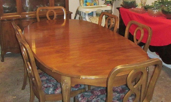 Vintage Duncan Phyfe Style Hardrock Maple Dining Room Table Chairs China Cabinet