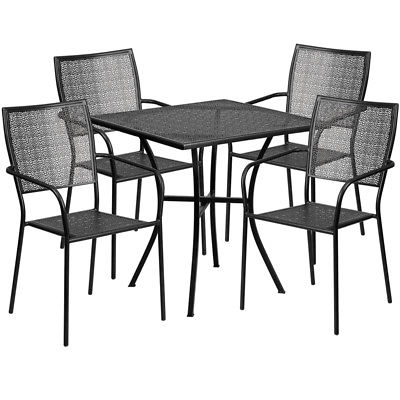 Flash Furniture Contemporary Table Chair Set In Black CO-28SQ-02CHR4-BK-GG