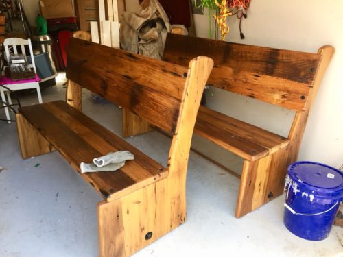 Wormy Chestnut Farm Table Benches matching pair