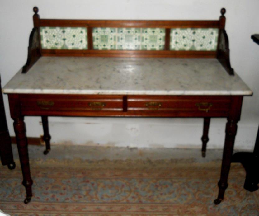 Victoriian Marble Top/Tile Back Splash Wash Stand
