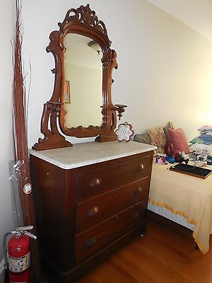 Marble Top Dresser Victorian Dresser With candle holders mint