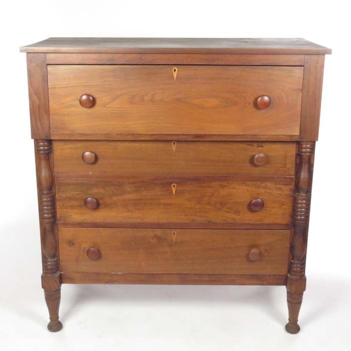 Antique chest of drawers wooden dresser walnut Sheraton 19th c pegged