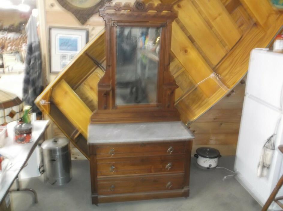 a302 Antique marble top dresser and mirror