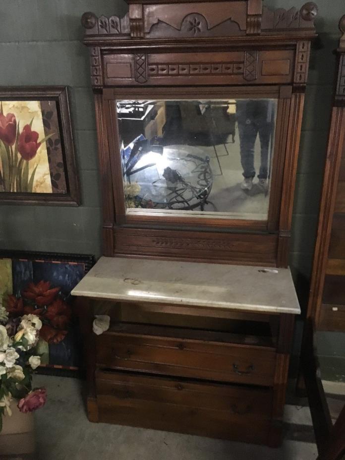 ANTIQUE DRESSER WITH MIRROR WITH ADDITIONAL MIRROR