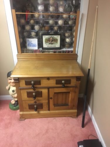 Antique OAK WASHSTAND/Commode towel bar Upstate NY 2 Tone Wood