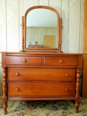Antique Early American Maple Dresser with Tilting Mirror